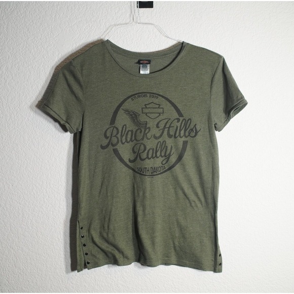 Tops - Harley Davidson Sturgis 2019 Black Hills Rally Women T-Shirt Size Medium Green